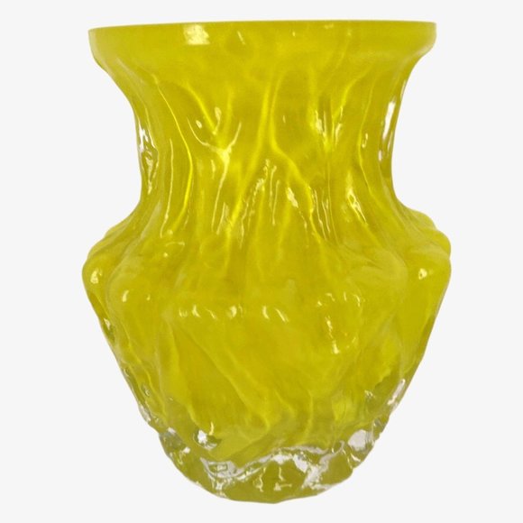 Vintage MCM Murano Lemon Yellow Glass Vase Cased Y - Picture 1 of 6